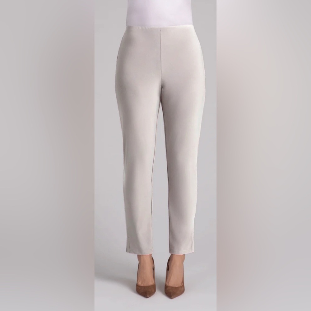 SYMPLI Sz 16 Narrow Pant Midi in Cashew Cream Straight Leg Slit NEW WITH TAGS